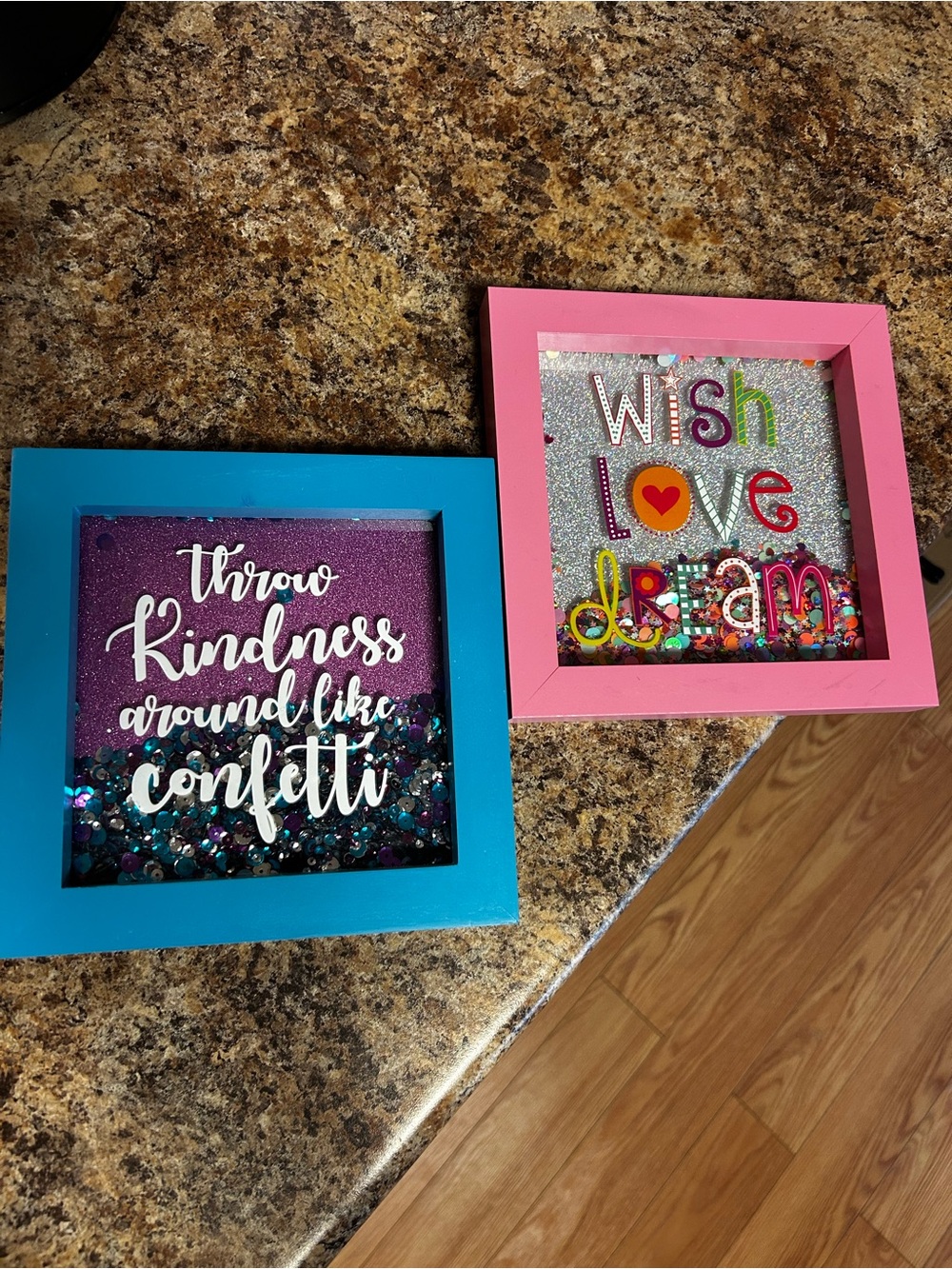 Colorful Confetti Wall Art Set - Blue & Pink Frames